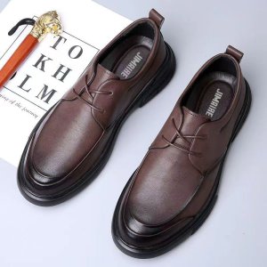 (image for) Autumn genuine leather men's shoes 2023 new non-slip thick-soled slip-on business casual leather shoes men's leather shoes