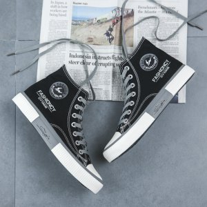 (image for) S1350P45 Hong Kong style trendy casual shoes Korean style personalized high-top sneakers spring new high-top canvas shoes